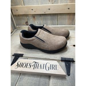 𝅺BRAHMA Light Brown Suede Leather Safety Steel Toe Loafer Mens 8 / Wmns 9.5